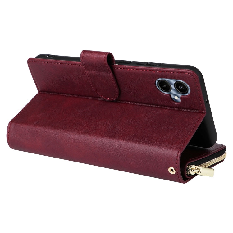 For Galaxy A06 4G / 5G 9-Card Slots Zipper Wallet Bag Leather Phone Case