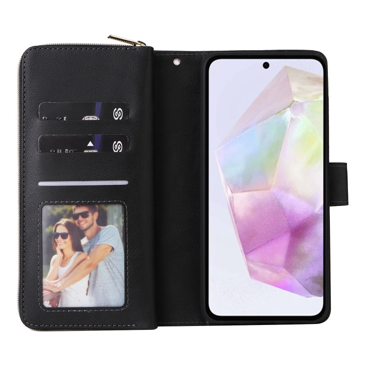 For Galaxy A26 5G 9-Card Slots Zipper Wallet Bag Leather Phone Case