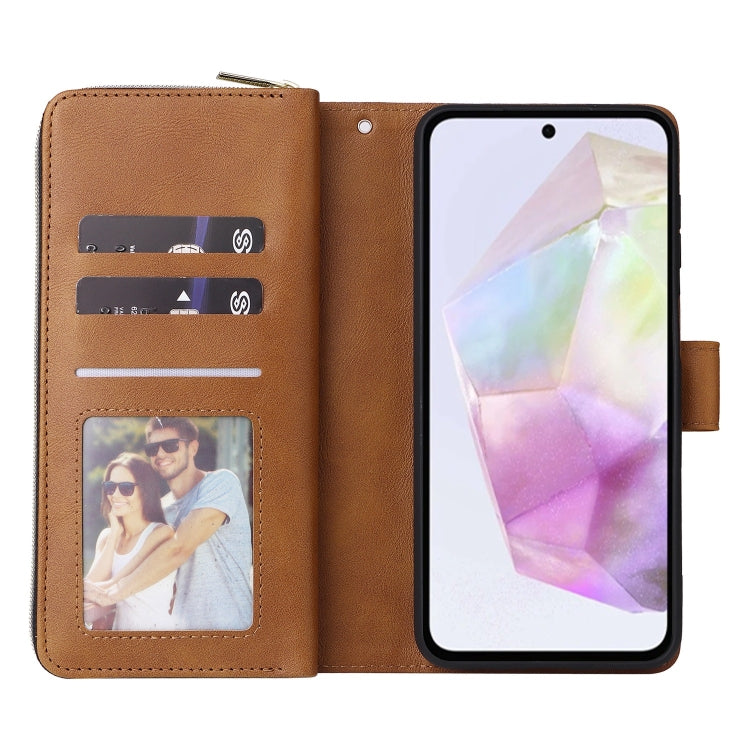 For Galaxy A26 5G 9-Card Slots Zipper Wallet Bag Leather Phone Case