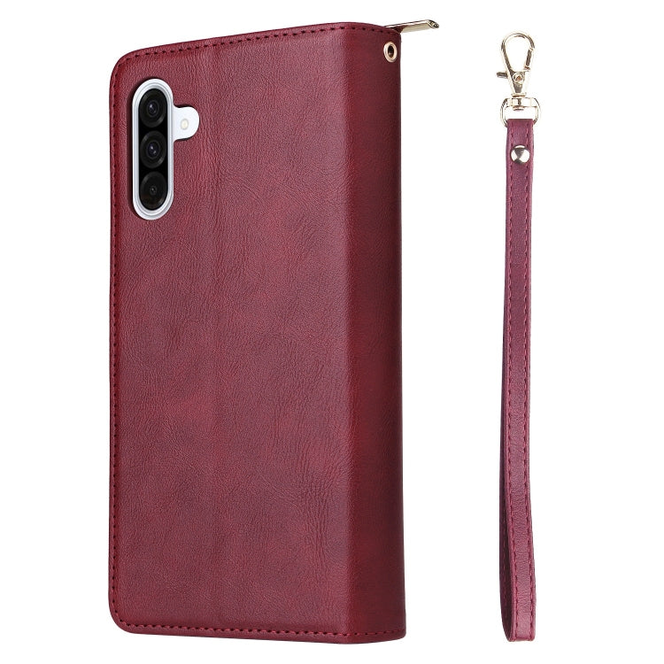 For Galaxy A26 5G 9-Card Slots Zipper Wallet Bag Leather Phone Case