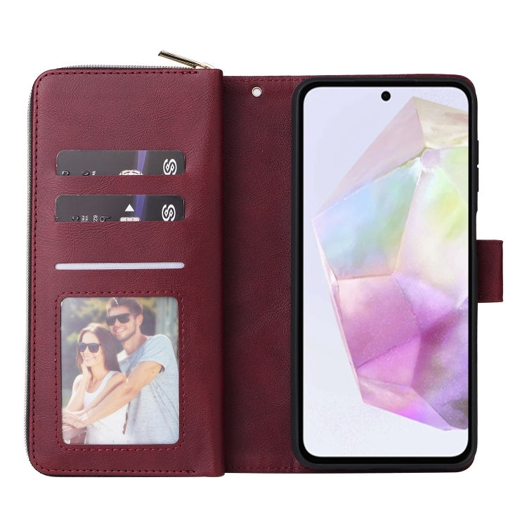 For Galaxy A26 5G 9-Card Slots Zipper Wallet Bag Leather Phone Case
