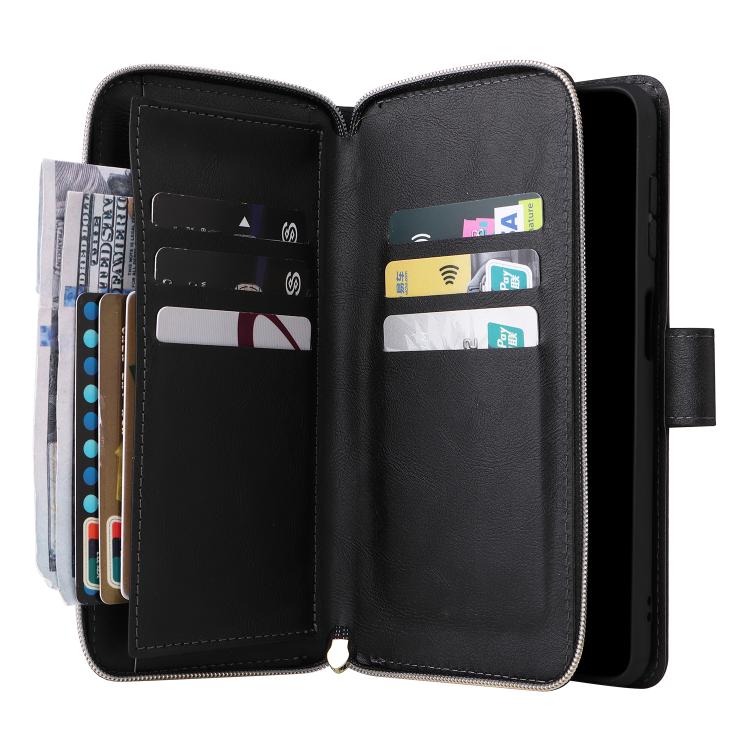 For Galaxy A56 5G 9-Card Slots Zipper Wallet Bag Leather Phone Case