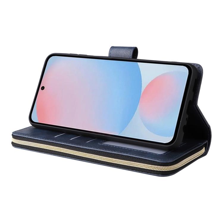For Galaxy A56 5G 9-Card Slots Zipper Wallet Bag Leather Phone Case