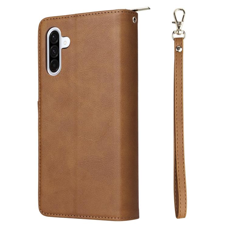 For Galaxy A56 5G 9-Card Slots Zipper Wallet Bag Leather Phone Case