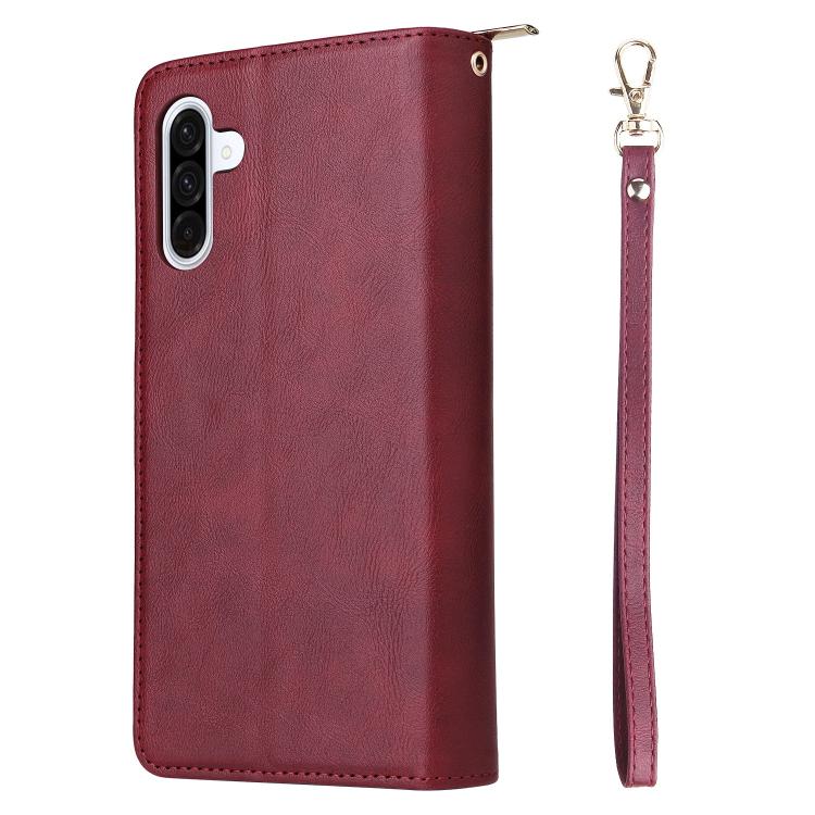 For Galaxy A56 5G 9-Card Slots Zipper Wallet Bag Leather Phone Case