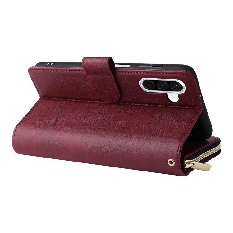 For Galaxy A56 5G 9-Card Slots Zipper Wallet Bag Leather Phone Case