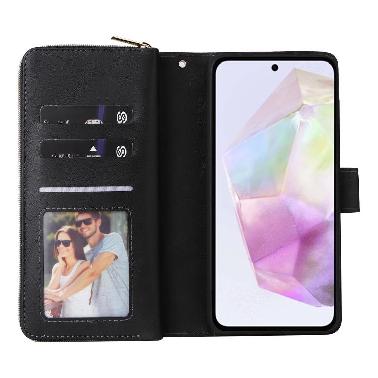 For Galaxy A17 5G 9-Card Slots Zipper Wallet Bag Leather Phone Case
