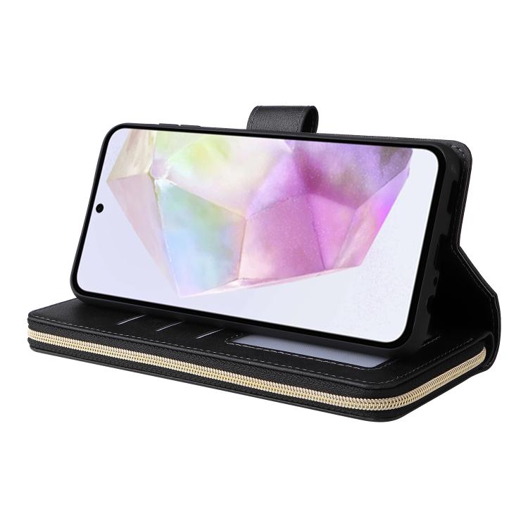 For Galaxy A17 5G 9-Card Slots Zipper Wallet Bag Leather Phone Case