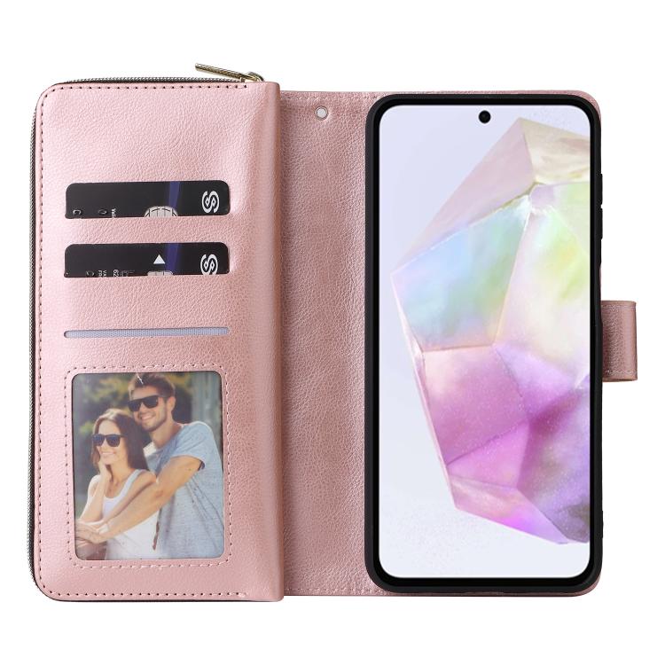 For Galaxy A17 5G 9-Card Slots Zipper Wallet Bag Leather Phone Case