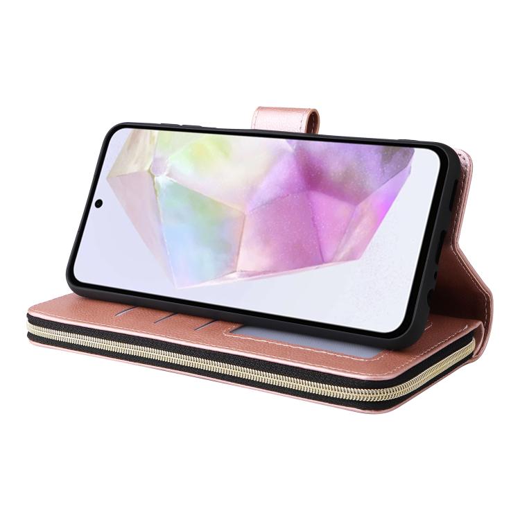 For Galaxy A17 5G 9-Card Slots Zipper Wallet Bag Leather Phone Case