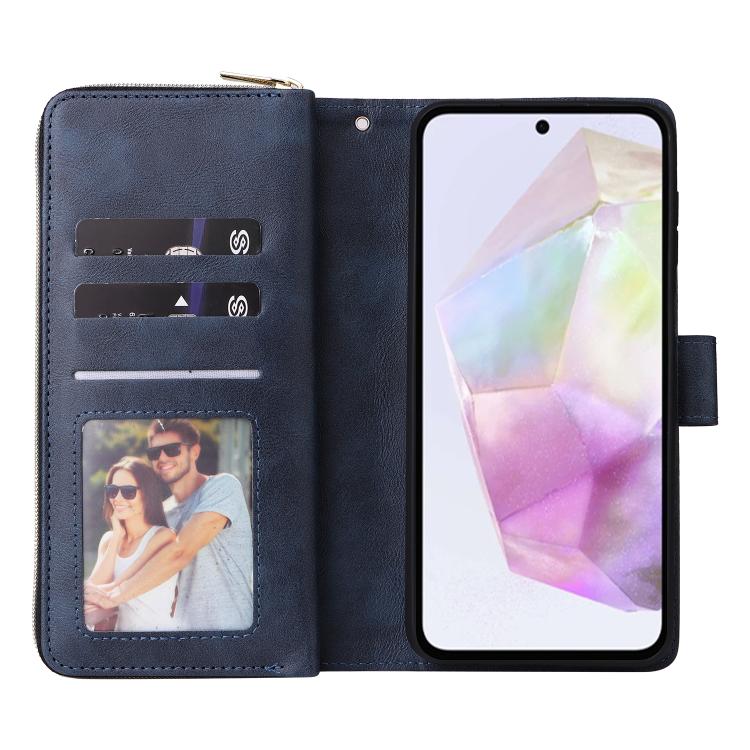 For Galaxy A17 5G 9-Card Slots Zipper Wallet Bag Leather Phone Case