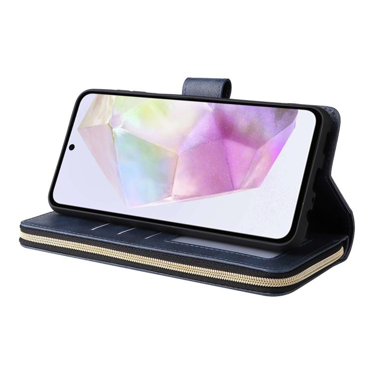 For Galaxy A17 5G 9-Card Slots Zipper Wallet Bag Leather Phone Case