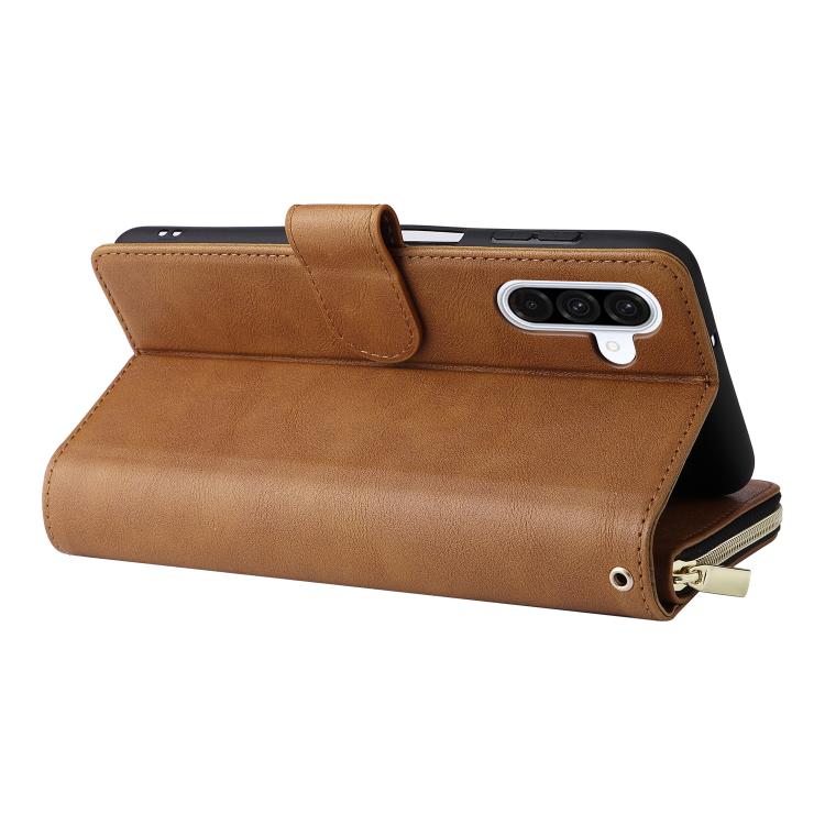 For Galaxy A17 5G 9-Card Slots Zipper Wallet Bag Leather Phone Case