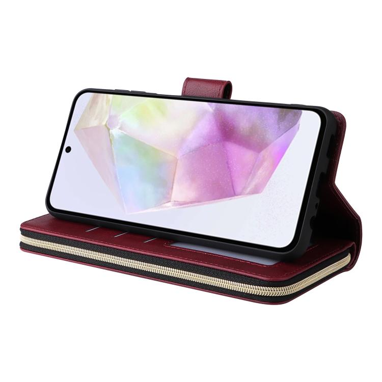 For Galaxy A17 5G 9-Card Slots Zipper Wallet Bag Leather Phone Case