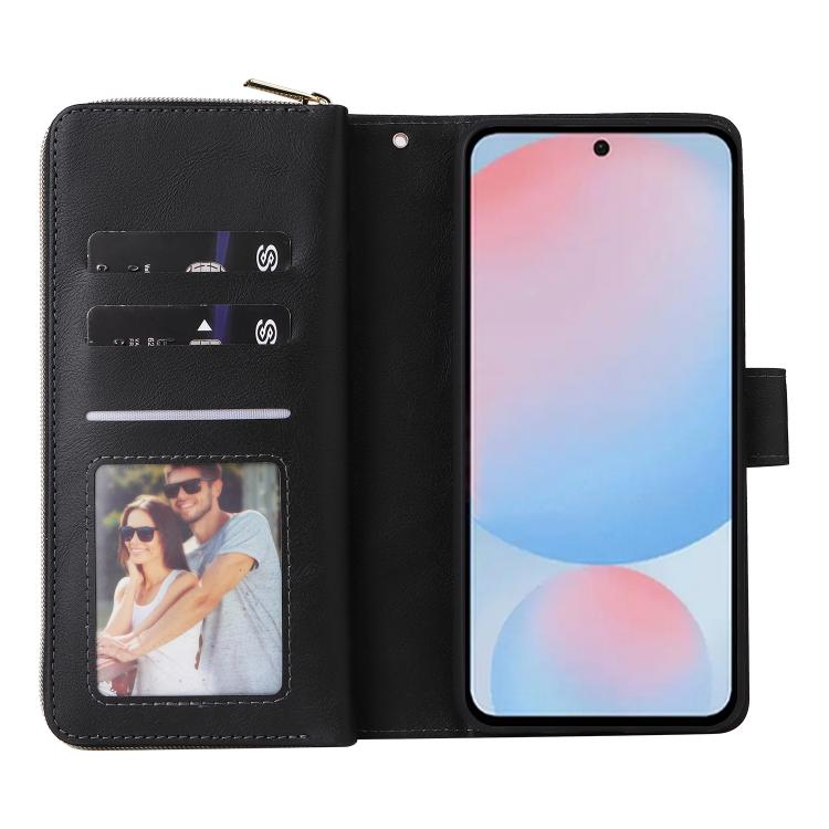 For Galaxy A57 5G 9-Card Slots Zipper Wallet Bag Leather Phone Case