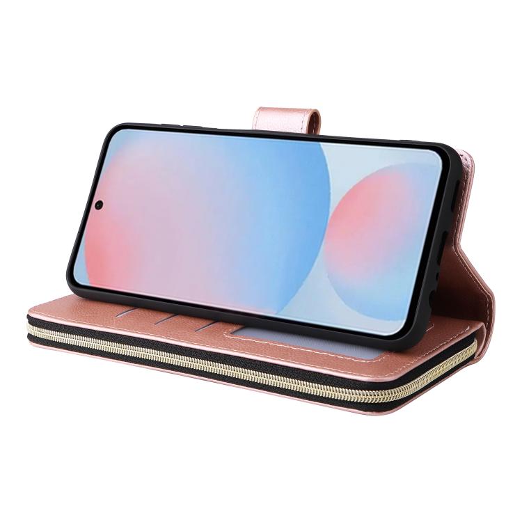 For Galaxy A57 5G 9-Card Slots Zipper Wallet Bag Leather Phone Case