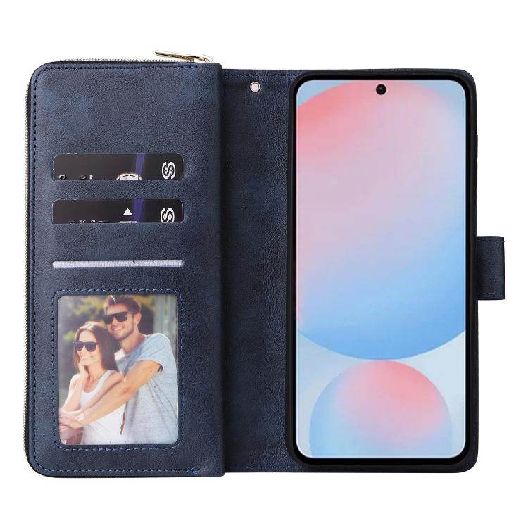 For Galaxy A57 5G 9-Card Slots Zipper Wallet Bag Leather Phone Case