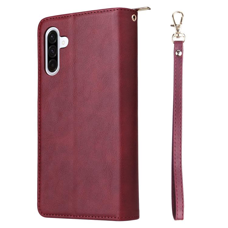 For Galaxy A57 5G 9-Card Slots Zipper Wallet Bag Leather Phone Case