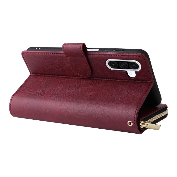 For Galaxy A57 5G 9-Card Slots Zipper Wallet Bag Leather Phone Case