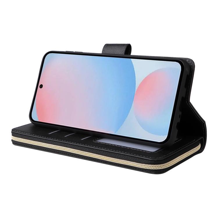For Galaxy A37 5G 9-Card Slots Zipper Wallet Bag Leather Phone Case