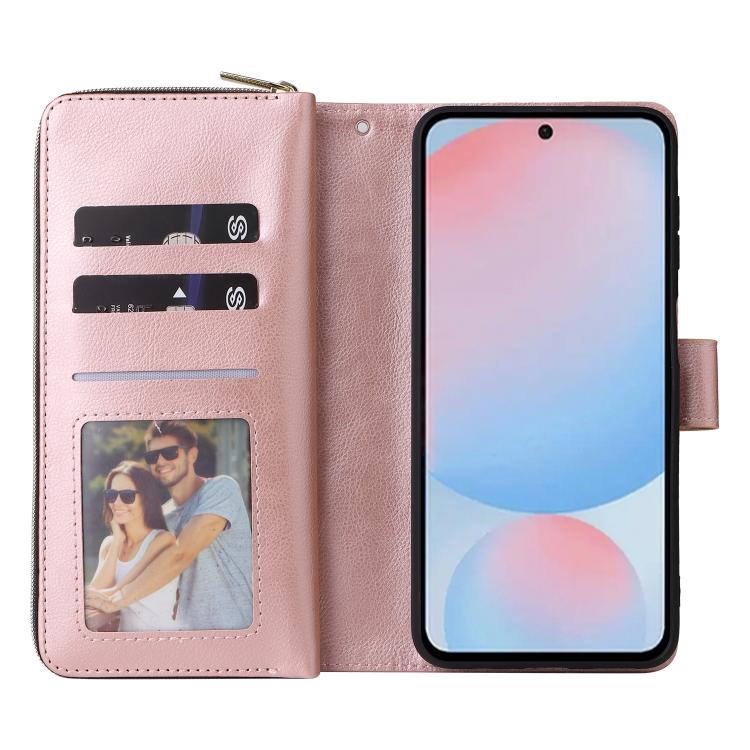 For Galaxy A37 5G 9-Card Slots Zipper Wallet Bag Leather Phone Case