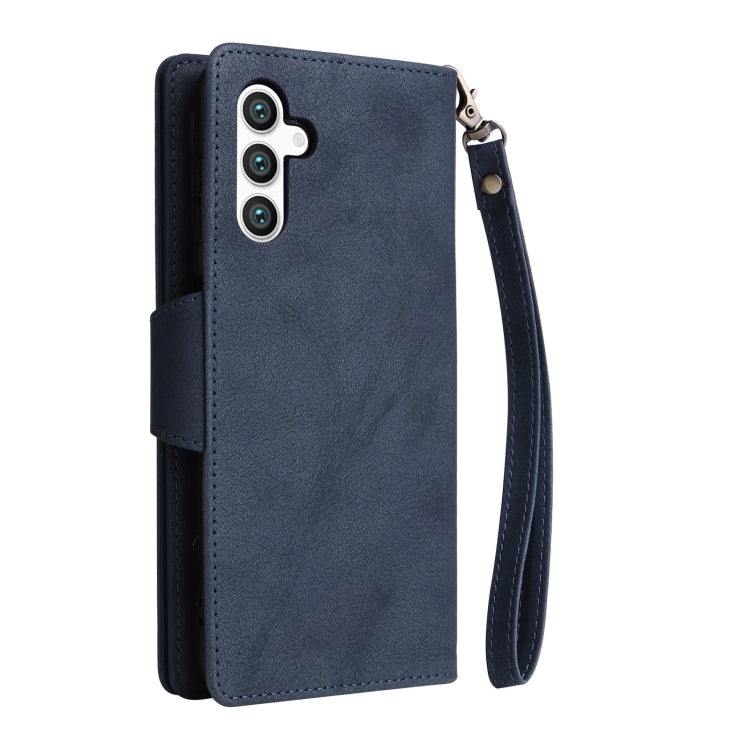 For Samsung Galaxy S25 5G Rivet Buckle 9 Cards Three Fold Leather Phone Case