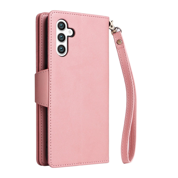 For Samsung Galaxy S25+ 5G Rivet Buckle 9 Cards Three Fold Leather Phone Case