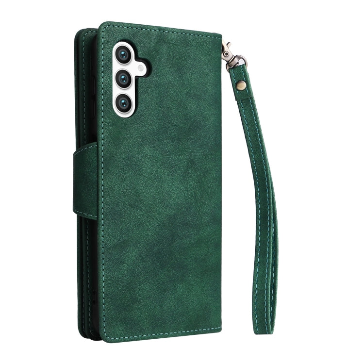 For Samsung Galaxy S25+ 5G Rivet Buckle 9 Cards Three Fold Leather Phone Case