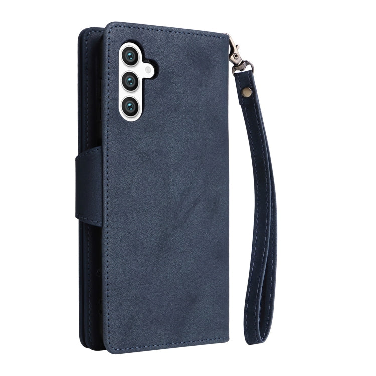For Samsung Galaxy S25+ 5G Rivet Buckle 9 Cards Three Fold Leather Phone Case
