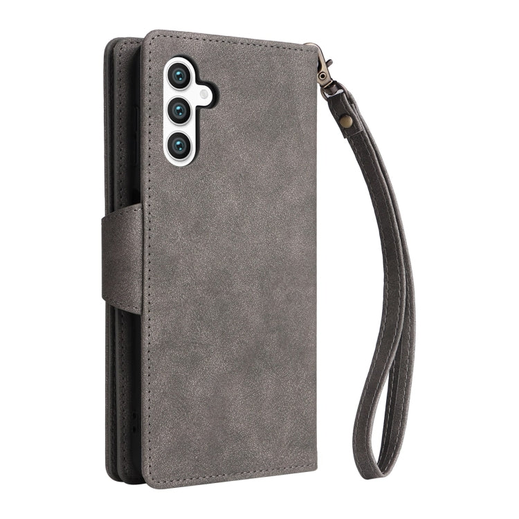 For Samsung Galaxy S25+ 5G Rivet Buckle 9 Cards Three Fold Leather Phone Case