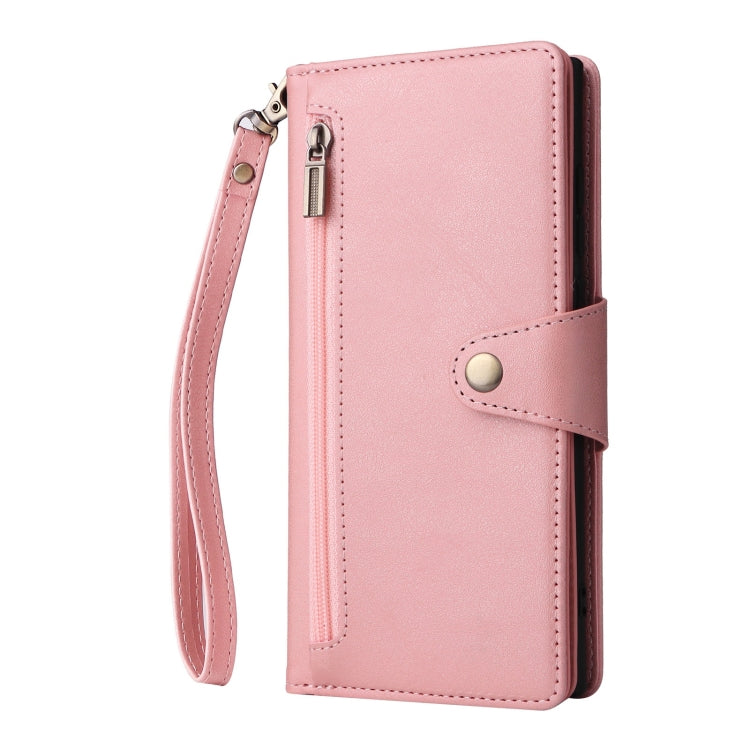 For Samsung Galaxy S25 Ultra 5G Rivet Buckle 9 Cards Three Fold Leather Phone Case