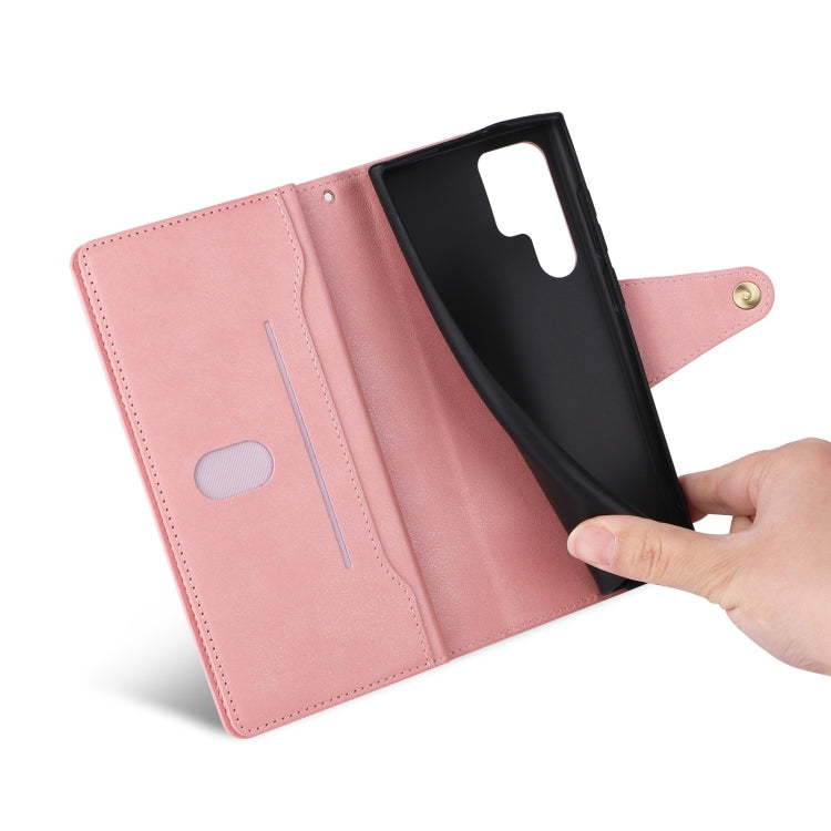 For Samsung Galaxy S25 Ultra 5G Rivet Buckle 9 Cards Three Fold Leather Phone Case