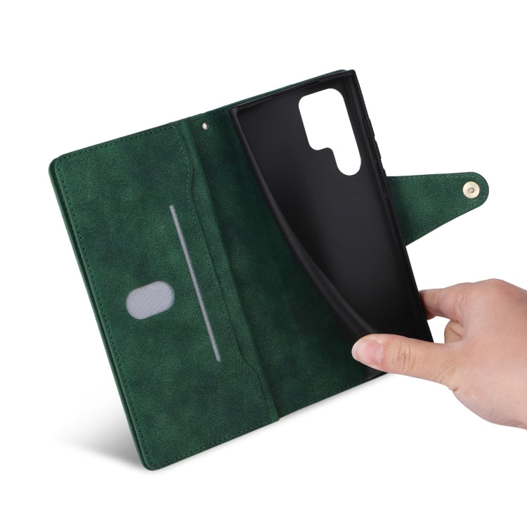 For Samsung Galaxy S25 Ultra 5G Rivet Buckle 9 Cards Three Fold Leather Phone Case