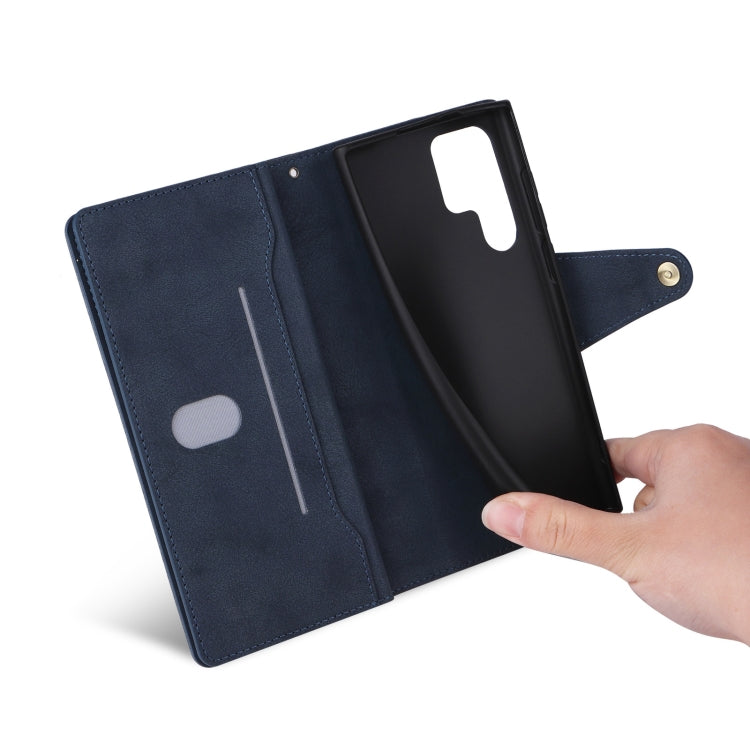 For Samsung Galaxy S25 Ultra 5G Rivet Buckle 9 Cards Three Fold Leather Phone Case