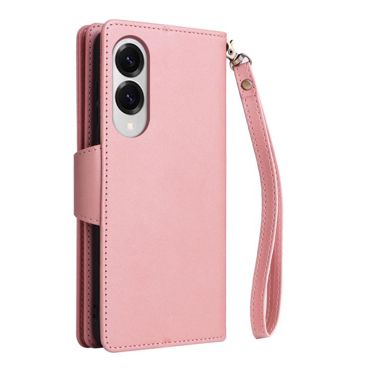 For Samsung Galaxy S25 Edge 5G Rivet Buckle 9 Cards Three Fold Leather Phone Case