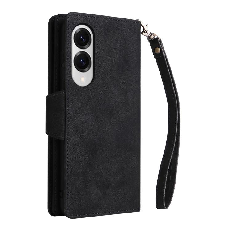 For Samsung Galaxy S25 Edge 5G Rivet Buckle 9 Cards Three Fold Leather Phone Case