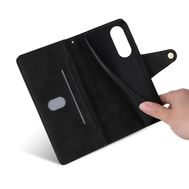 For Samsung Galaxy S25 Edge 5G Rivet Buckle 9 Cards Three Fold Leather Phone Case