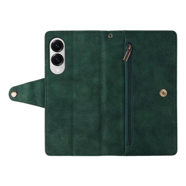 For Samsung Galaxy S25 Edge 5G Rivet Buckle 9 Cards Three Fold Leather Phone Case