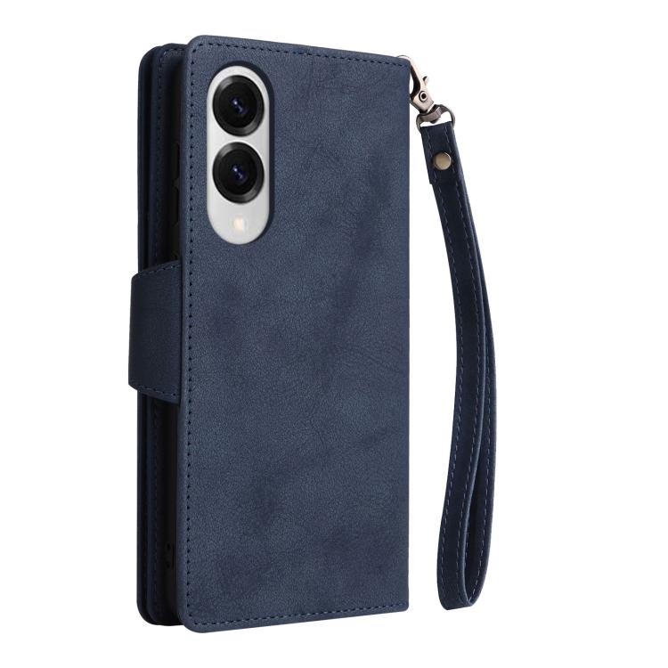 For Samsung Galaxy S25 Edge 5G Rivet Buckle 9 Cards Three Fold Leather Phone Case