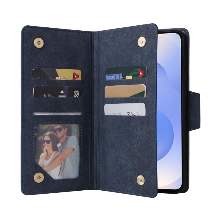 For Samsung Galaxy S25 Edge 5G Rivet Buckle 9 Cards Three Fold Leather Phone Case