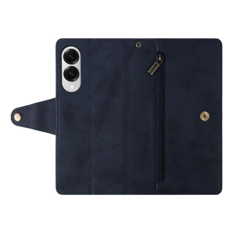 For Samsung Galaxy S25 Edge 5G Rivet Buckle 9 Cards Three Fold Leather Phone Case