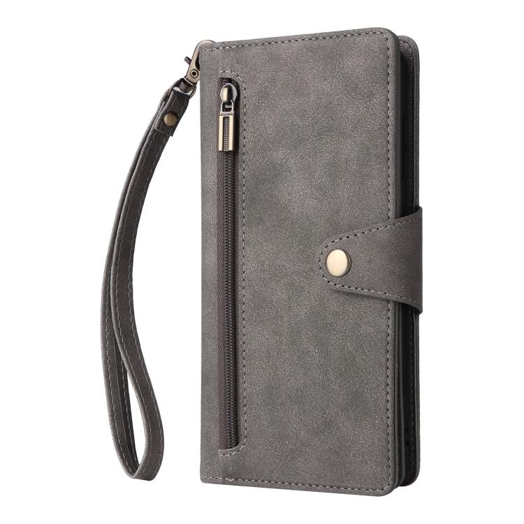 For Samsung Galaxy S25 Edge 5G Rivet Buckle 9 Cards Three Fold Leather Phone Case
