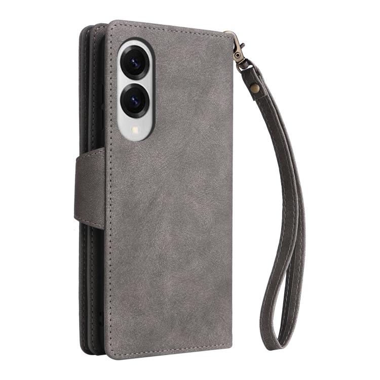 For Samsung Galaxy S25 Edge 5G Rivet Buckle 9 Cards Three Fold Leather Phone Case