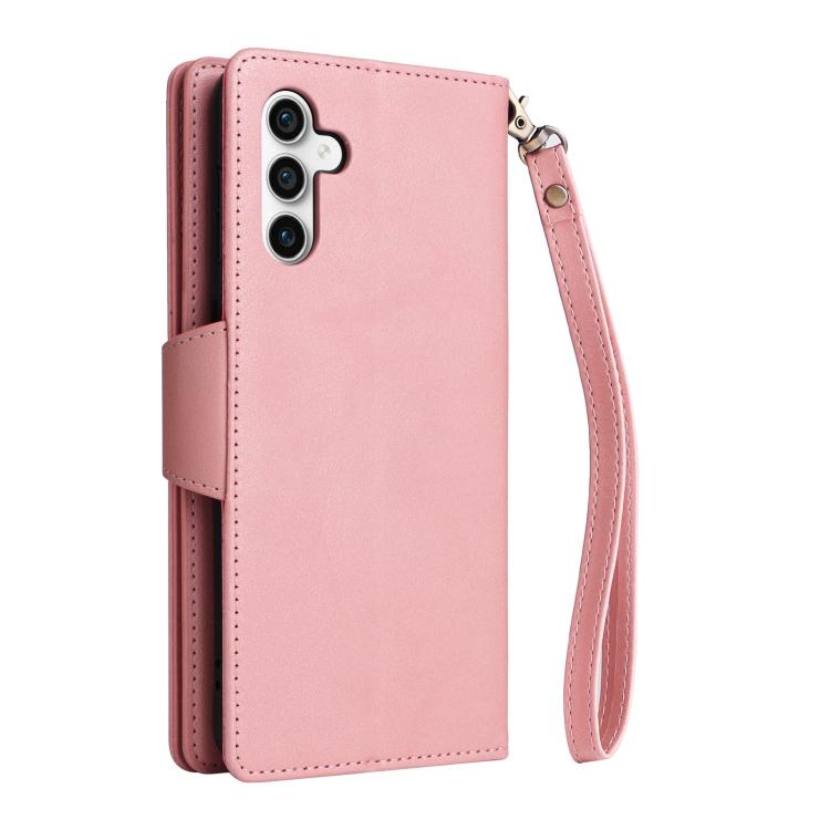 For Samsung Galaxy S25 FE 5G Rivet Buckle 9 Cards Three Fold Leather Phone Case