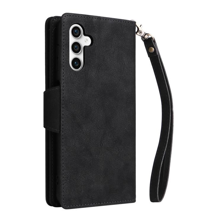For Samsung Galaxy S25 FE 5G Rivet Buckle 9 Cards Three Fold Leather Phone Case