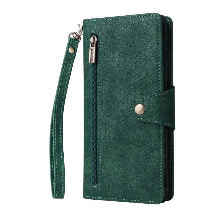 For Samsung Galaxy S25 FE 5G Rivet Buckle 9 Cards Three Fold Leather Phone Case