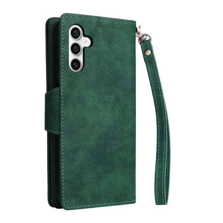 For Samsung Galaxy S25 FE 5G Rivet Buckle 9 Cards Three Fold Leather Phone Case