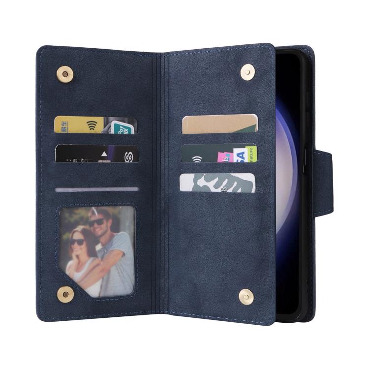 For Samsung Galaxy S25 FE 5G Rivet Buckle 9 Cards Three Fold Leather Phone Case