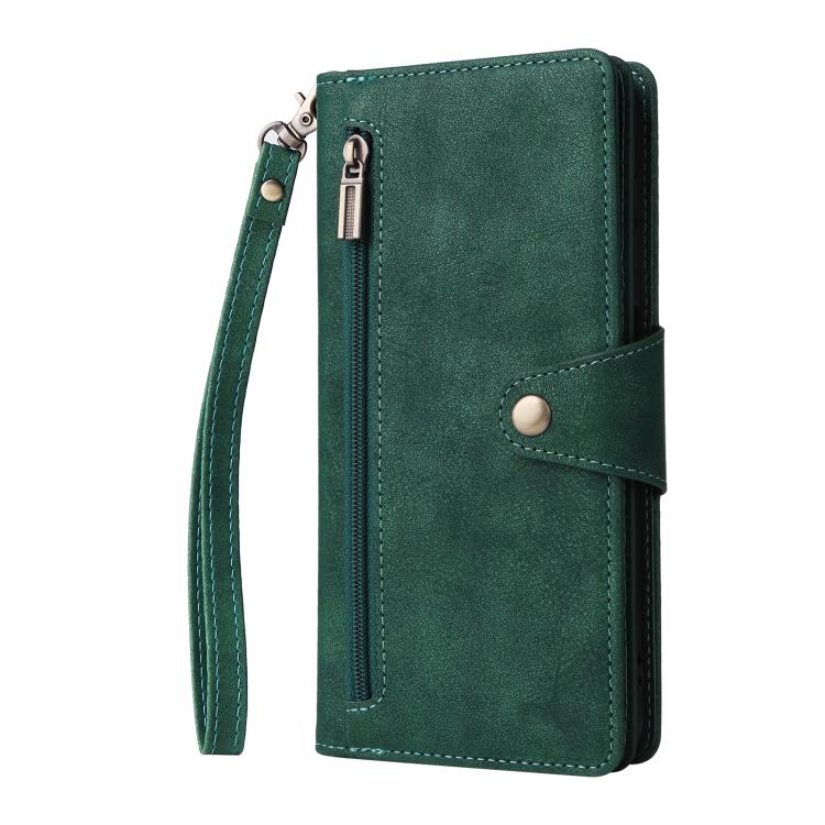 For Samsung Galaxy S26 5G Rivet Buckle 9 Cards Three Fold Leather Phone Case