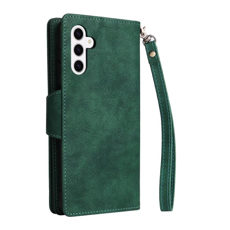For Samsung Galaxy S26 5G Rivet Buckle 9 Cards Three Fold Leather Phone Case